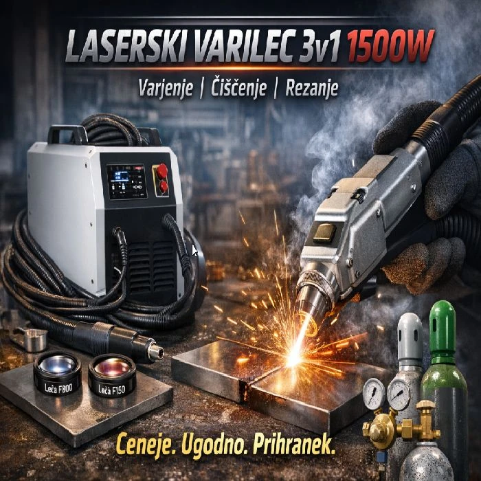 Laserski varilec 3v1 varjenje, čiščenje, rezanje 1600W
